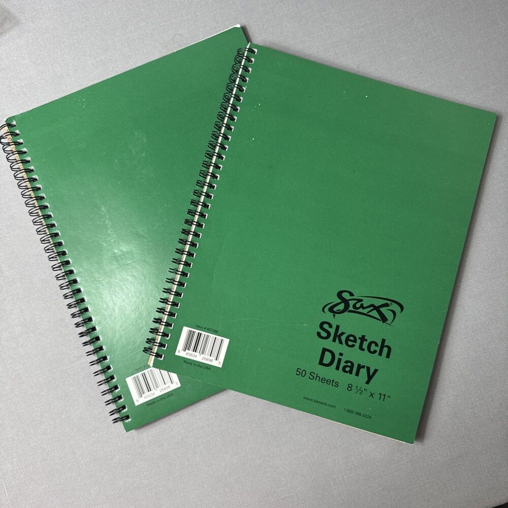 NEW Lot of 2 Sax Sketch Diaries Spiral 8.5 x 11 White 50 Sheets - Marks on Cover